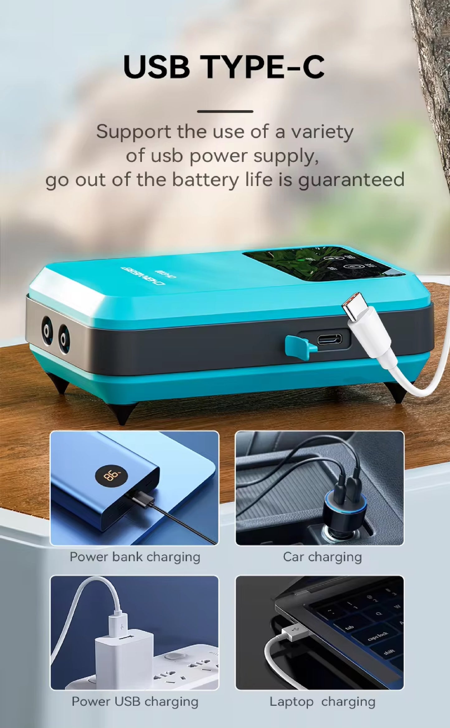 CHANING Rechargeable Aquarium Air Pump (AC/DC) with Type C charger