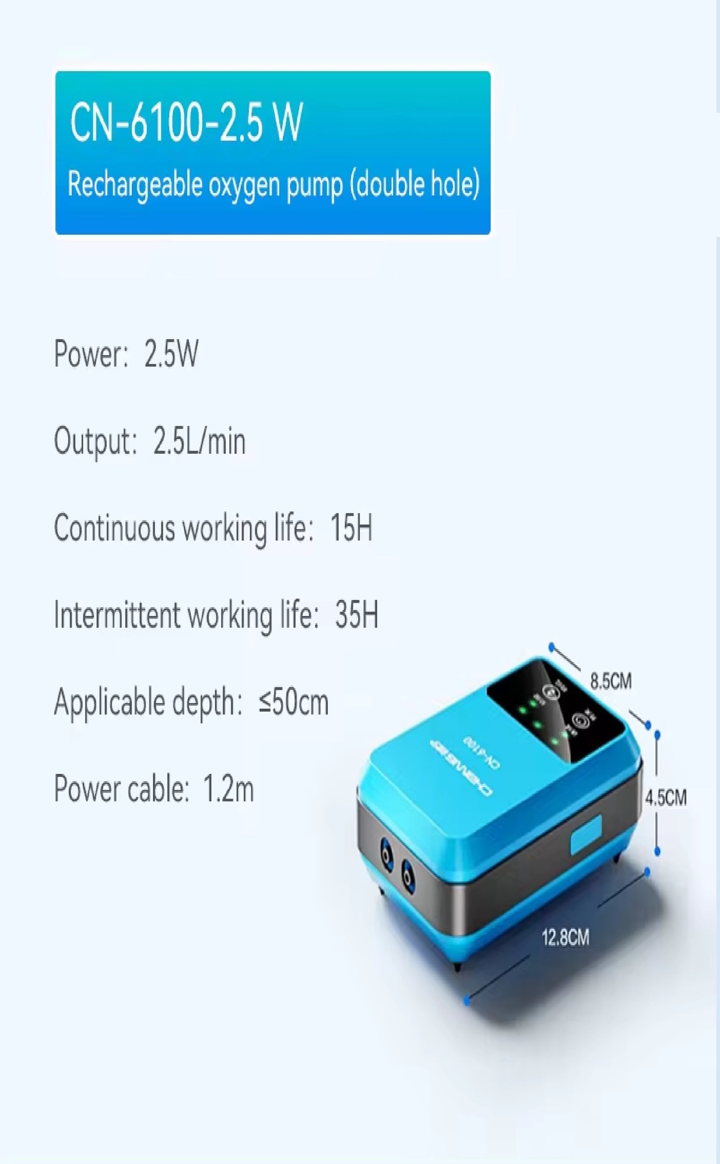 CHANING Rechargeable Aquarium Air Pump (AC/DC) with Type C charger