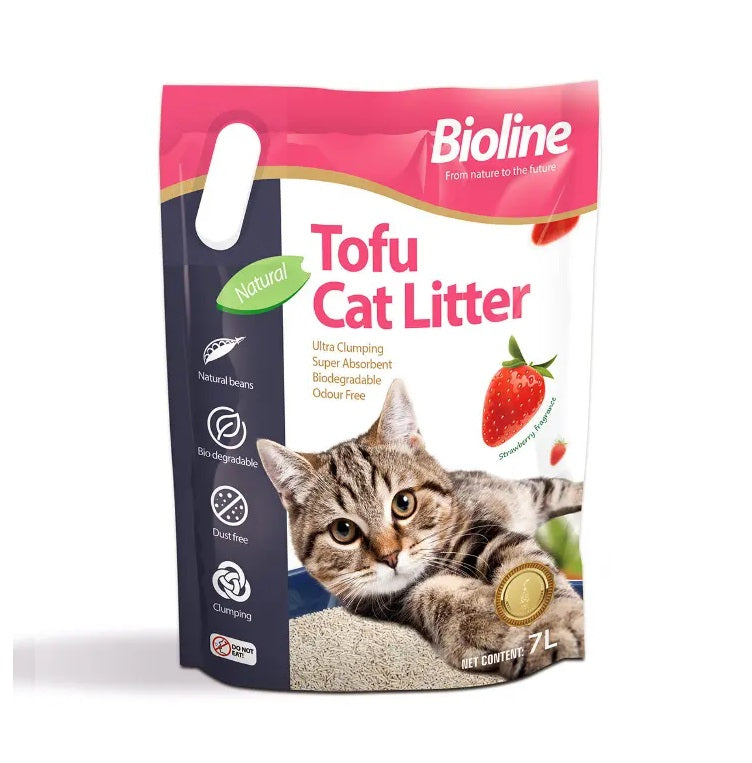 BIOLINE Tofu Cat Litter 7L - Strawberry Fragrance