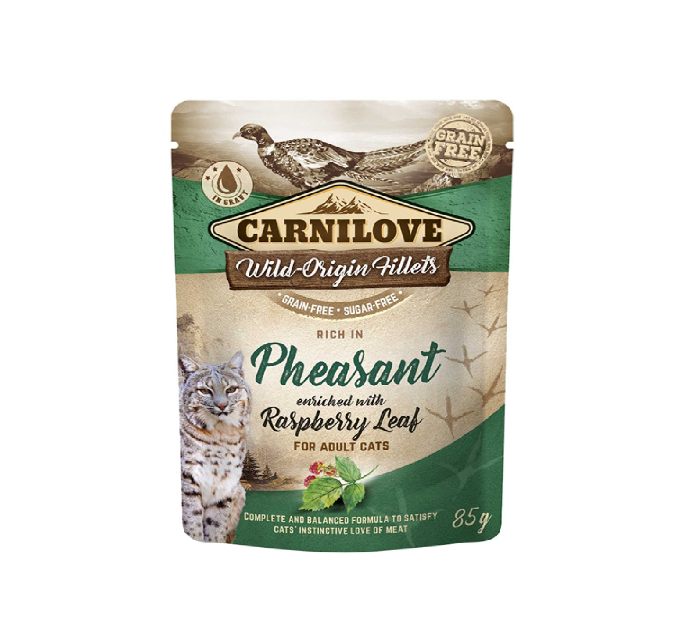 CARNILOVE Pheasant enriched with Raspberry Leaves for Adult Cats (Wet Food Pouches) - 85g