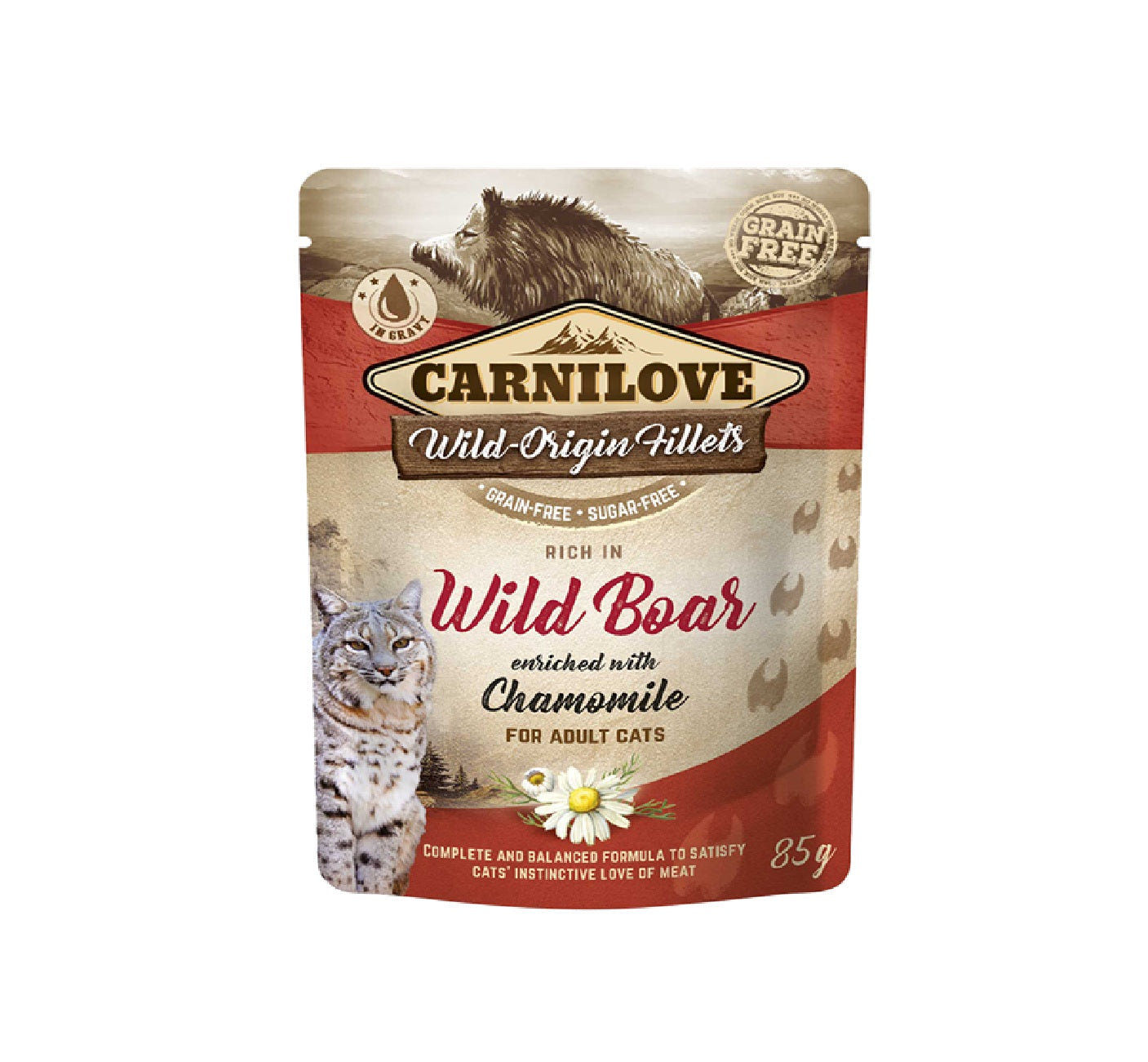 CARNILOVE Wild Boar enriched with Chamomile for Adult Cats (Wet Food Pouches) - 85g