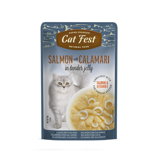CAT FEST Salmon With Calamari In Tender Jelly For Cats - 70g