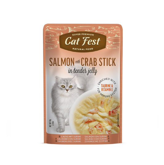 CAT FEST Salmon With Crab Stick In Tender Jelly For Cats - 70g