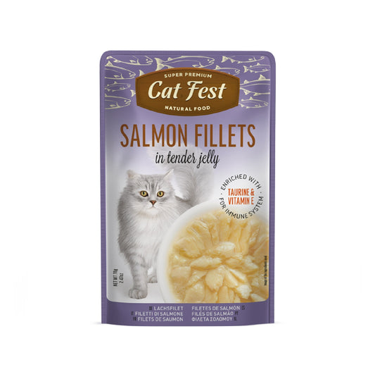 CAT FEST Salmon Fillets In Tender Jelly For Cats - 70g