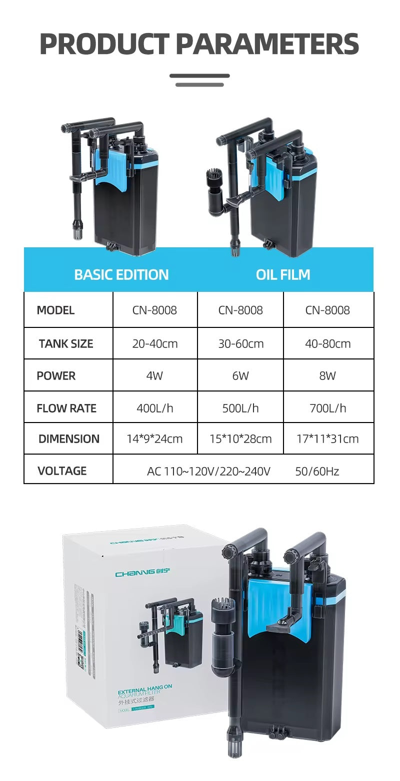 CHANING External Hang-on Aquarium Filter