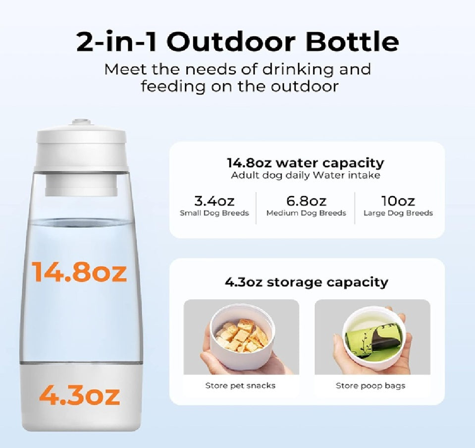 DOGNESS Water Bottle with Food Storage