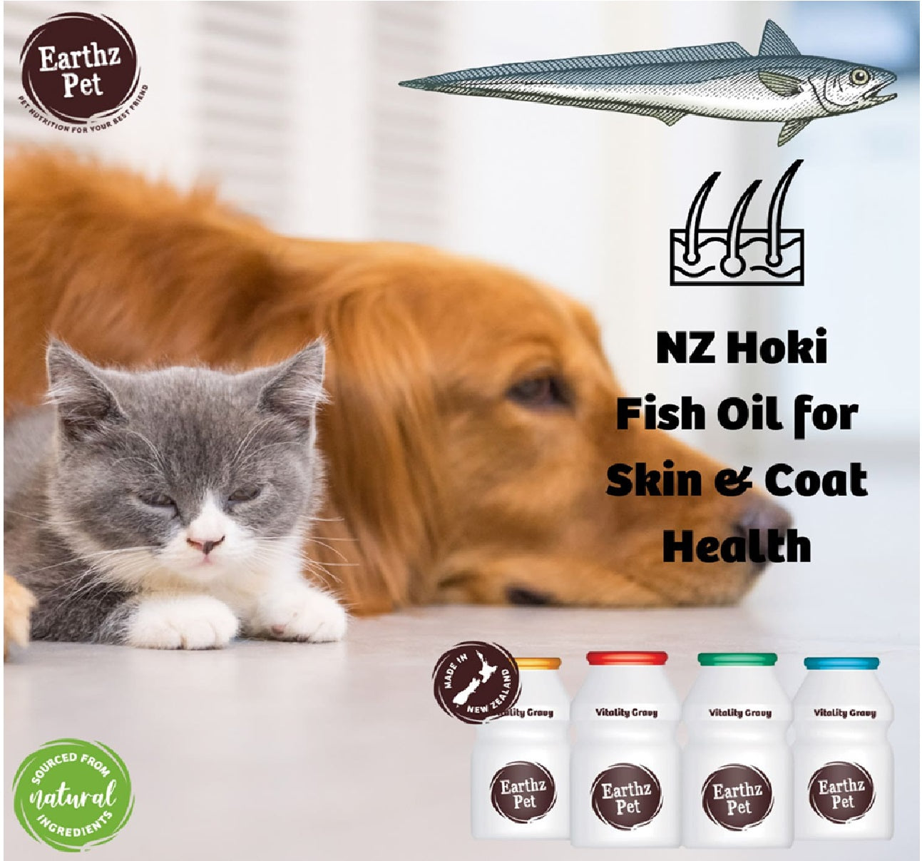 EARTHZ PET New Zealand Beef Health Topper for Dogs - 3 x 35mL