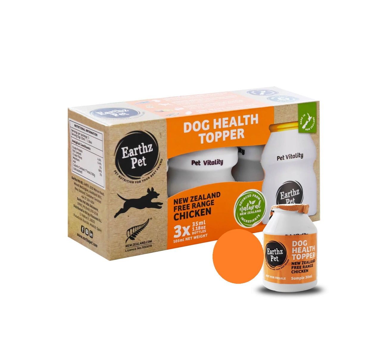 EARTHZ PET New Zealand Free Range Chicken Health Topper for Dogs - 3 x 35mL
