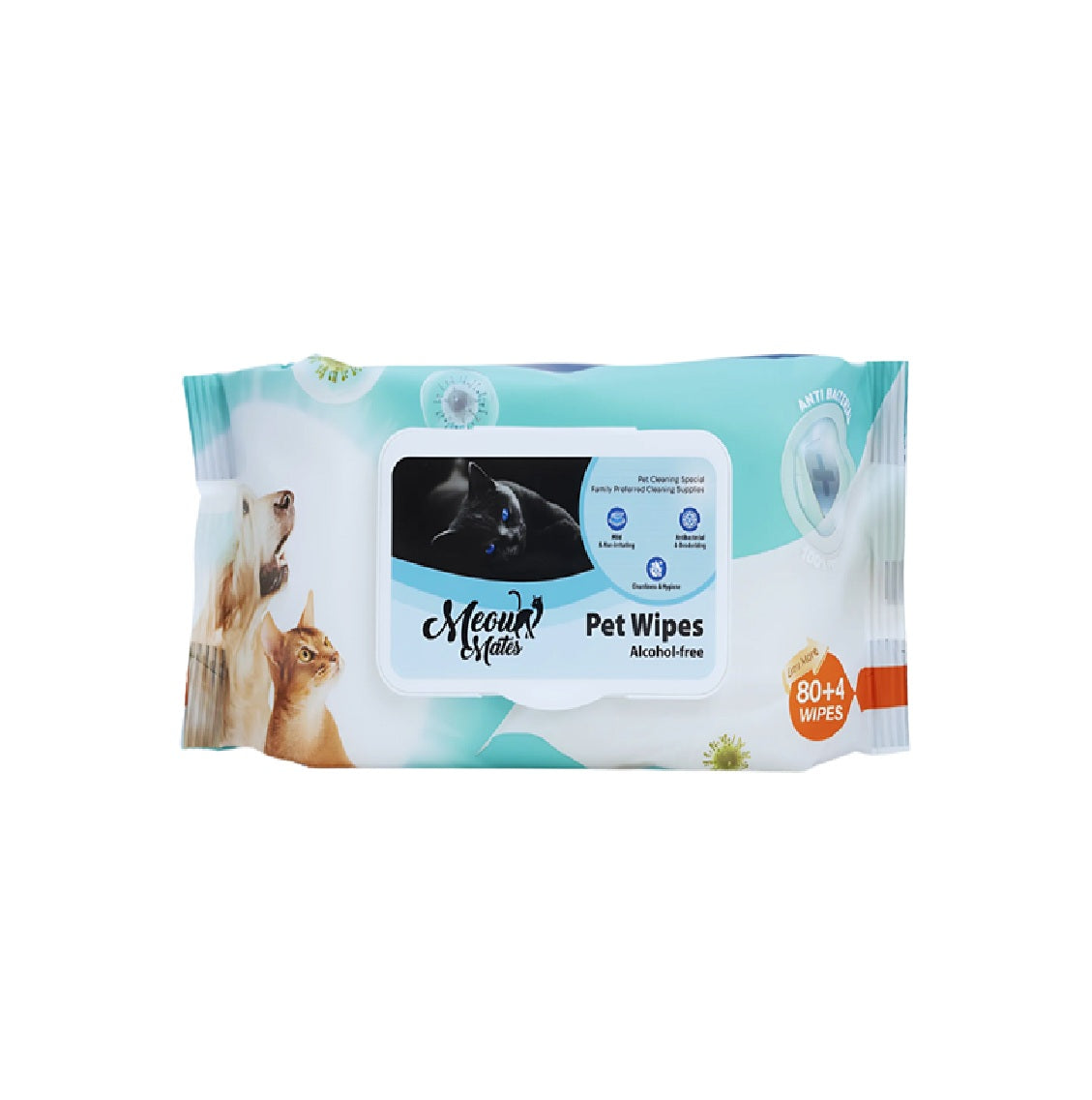 MEOW MATES Pet Wipes 80+4pcs