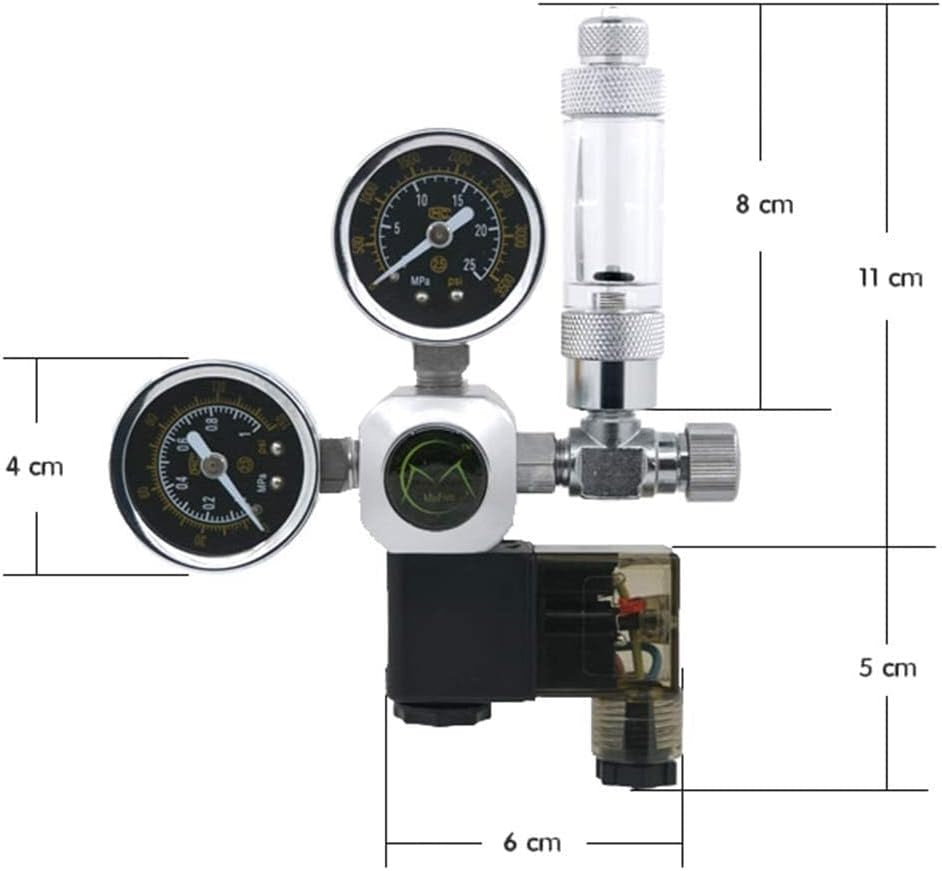 MUFAN Dual Gauge Co2 Regulator with Magnetic Solenoid and Bubble Counter