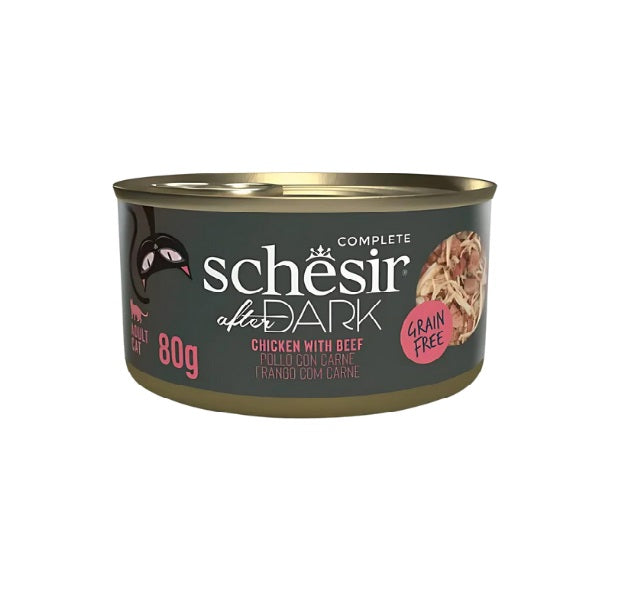 SCHESIR After Dark Wholefood in Broth Variety Pack for Cat 960g (80g x12 Cans) - 4 Flavors (3 Cans Each Flavor)
