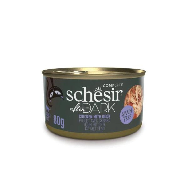 SCHESIR After Dark Wholefood in Broth Variety Pack for Cat 960g (80g x12 Cans) - 4 Flavors (3 Cans Each Flavor)