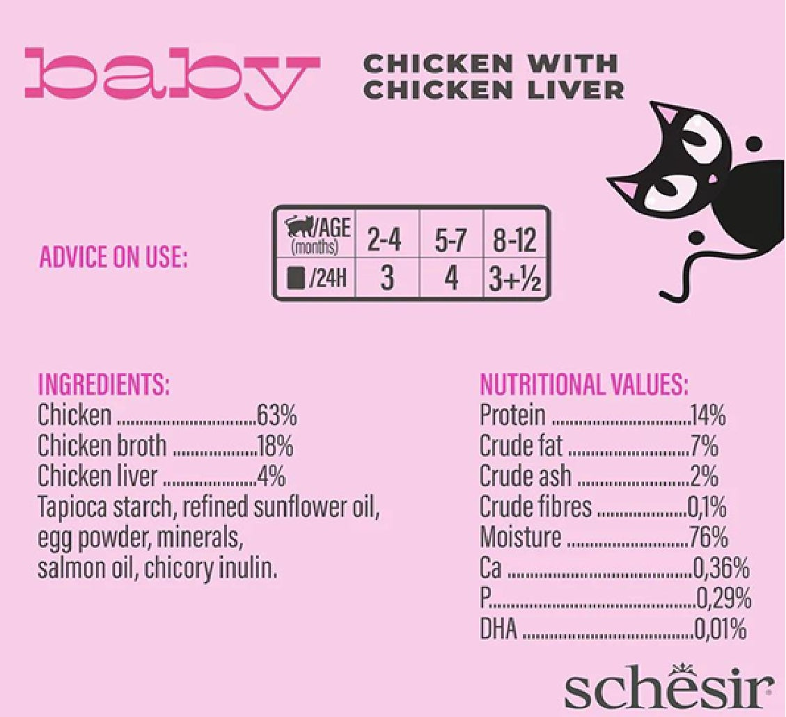 SCHESIR Baby Kitten Wholefood - Chicken With Chicken Liver - 70g