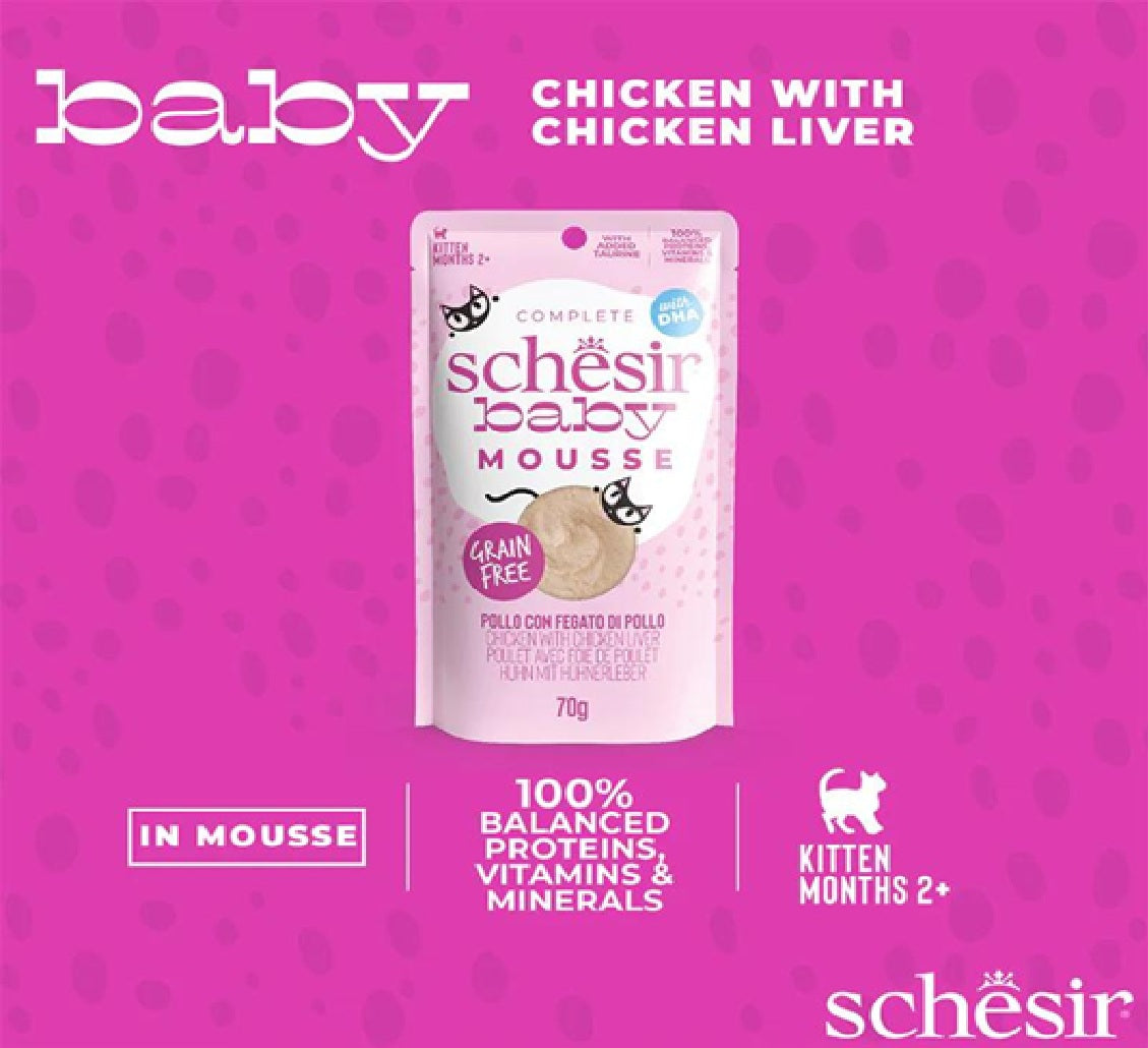 SCHESIR Baby Mousse Kitten - Chicken With Chicken Liver - 70g