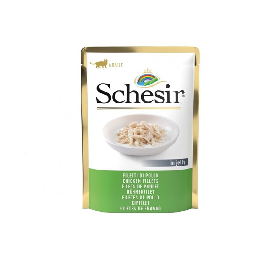 SCHESIR Cat Pouch Jelly Chicken Fillets - 85grams
