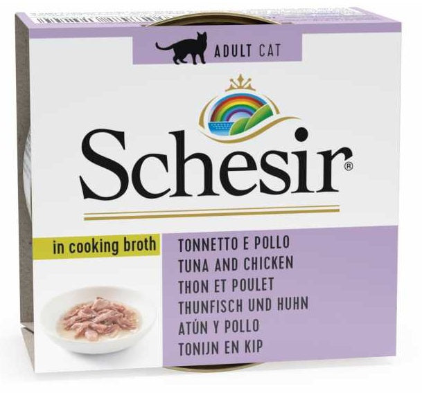 SCHESIR Cat Wet Food (Tuna with Chicken) in cooking broth - 70grams