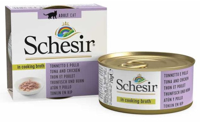 SCHESIR Cat Wet Food (Tuna with Chicken) in cooking broth - 70grams