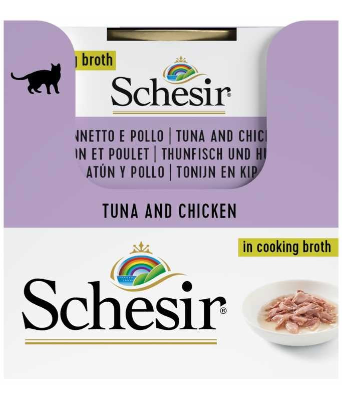 SCHESIR Cat Wet Food (Tuna with Chicken) in cooking broth - 70grams