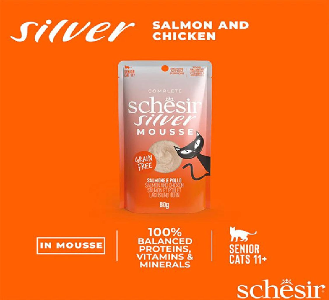 SCHESIR Silver Mousse Senior Cat - Salmon And Chicken - 80g
