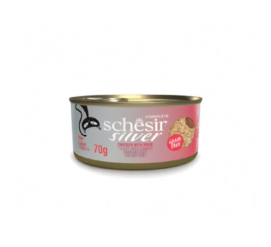 SCHESIR Silver Mousse & Fillets Senior Cat Wholefood - Chicken With Duck - 70g