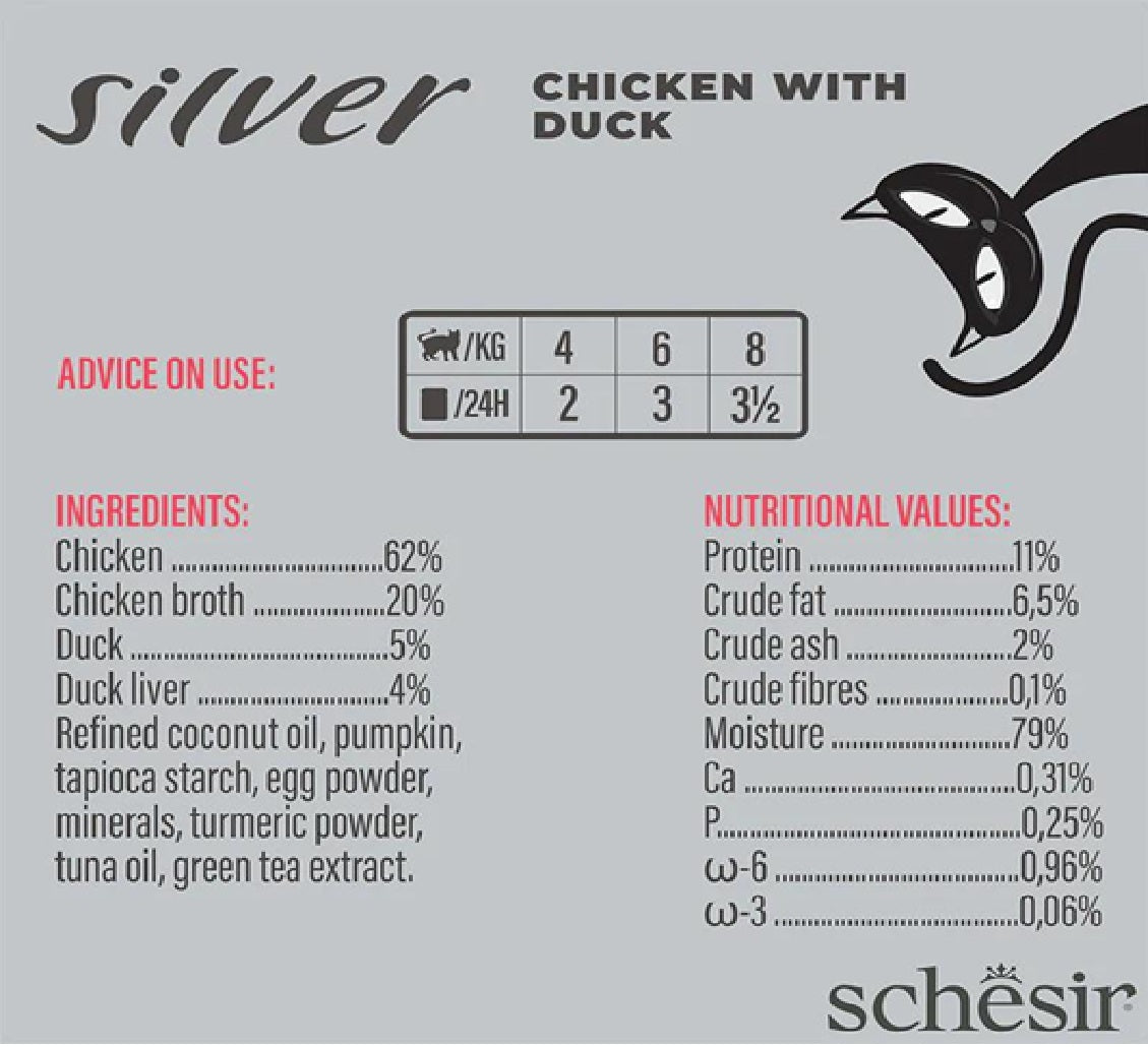 SCHESIR Silver Mousse & Fillets Senior Cat Wholefood - Chicken With Duck - 70g