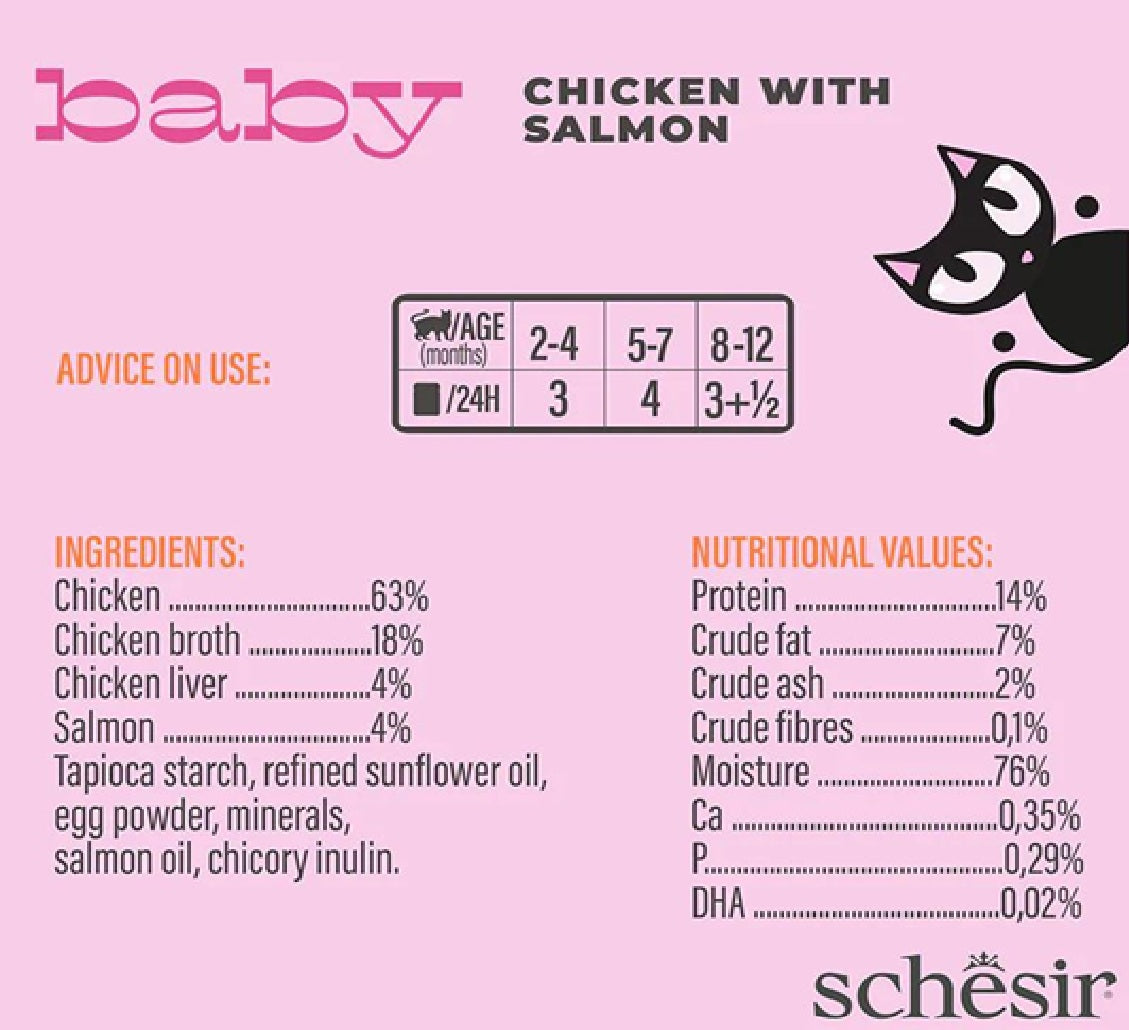 SCHESIR Baby Kitten Wholefood - Chicken With Salmon - 70g