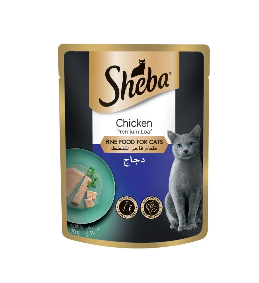 SHEBA Fine Wet Cat Food Pouch Chicken Premium Loaf - 70G x 12pcs