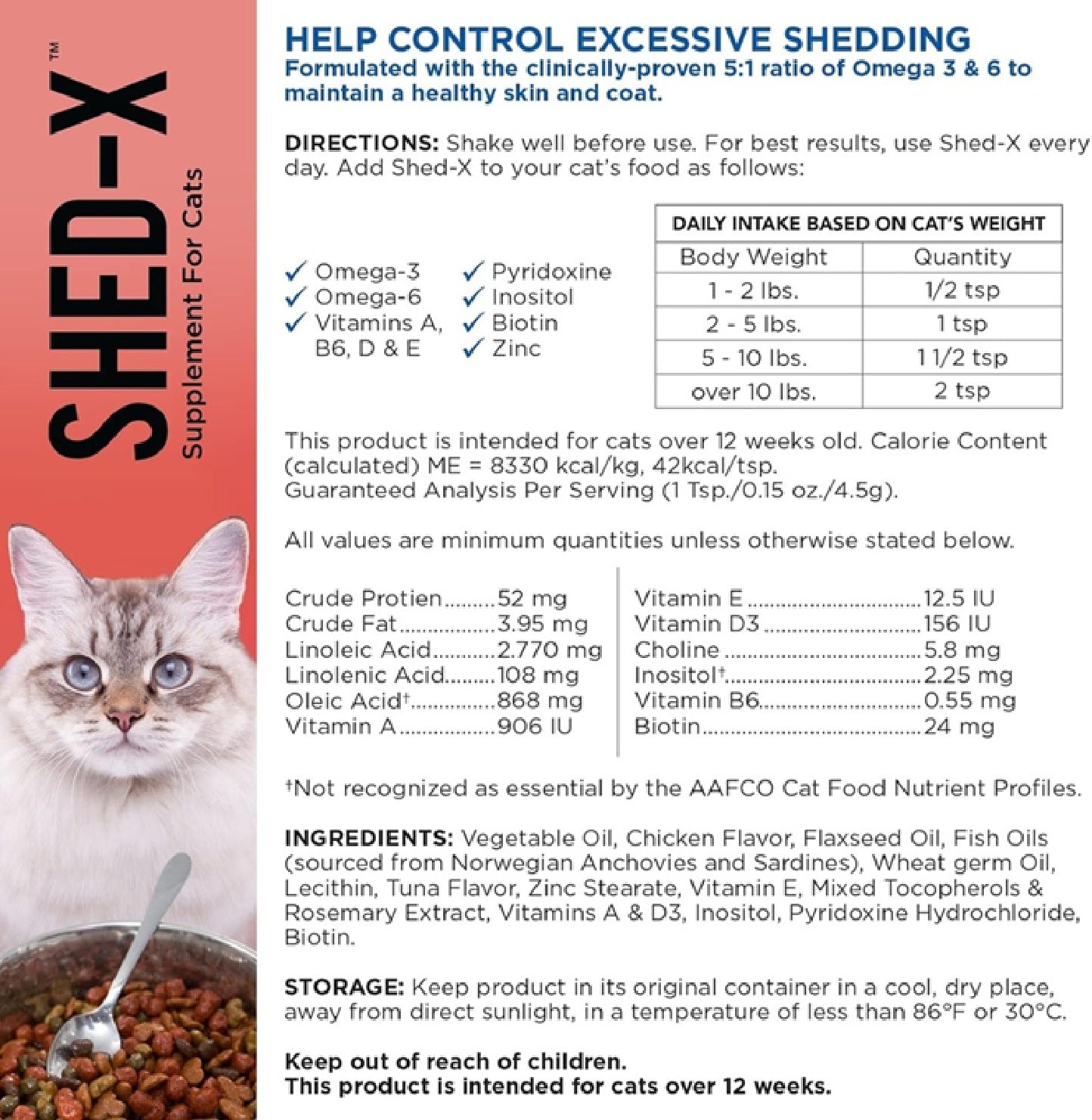 SYNERGY LABS Shed-X Supplement for Cats 8 oz - 237 ml