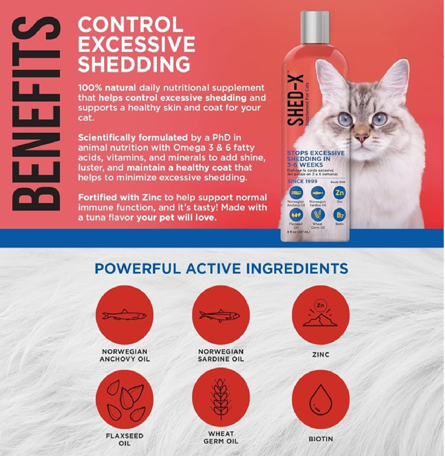 SYNERGY LABS Shed-X Supplement for Cats 8 oz - 237 ml