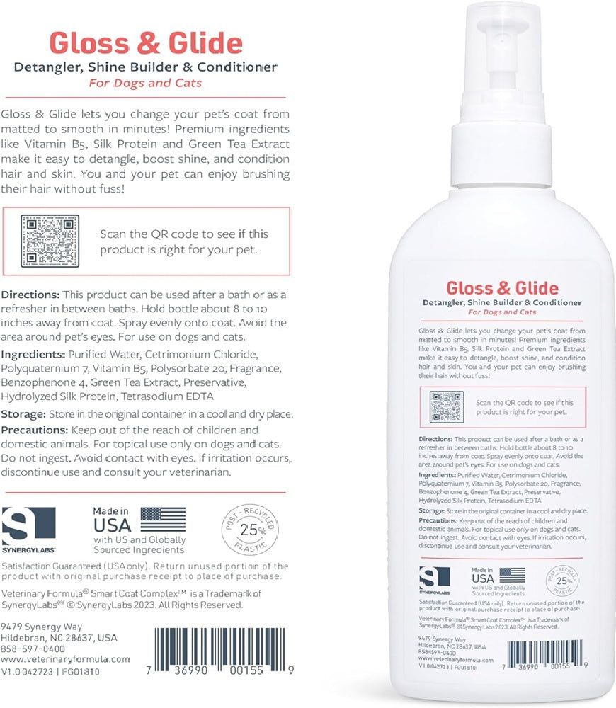 VETERINARY FORMULA Gloss and Glide Detangler, Shine and Conditioner 8 oz - 236ml