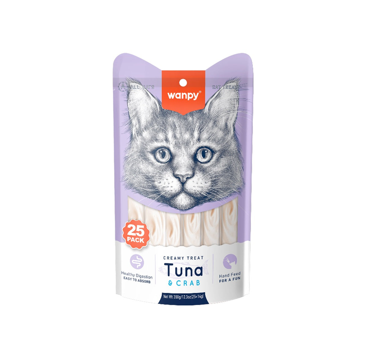 WANPY Creamy Lickable Cat Treats – Tuna & Crab (14g x 25pc)
