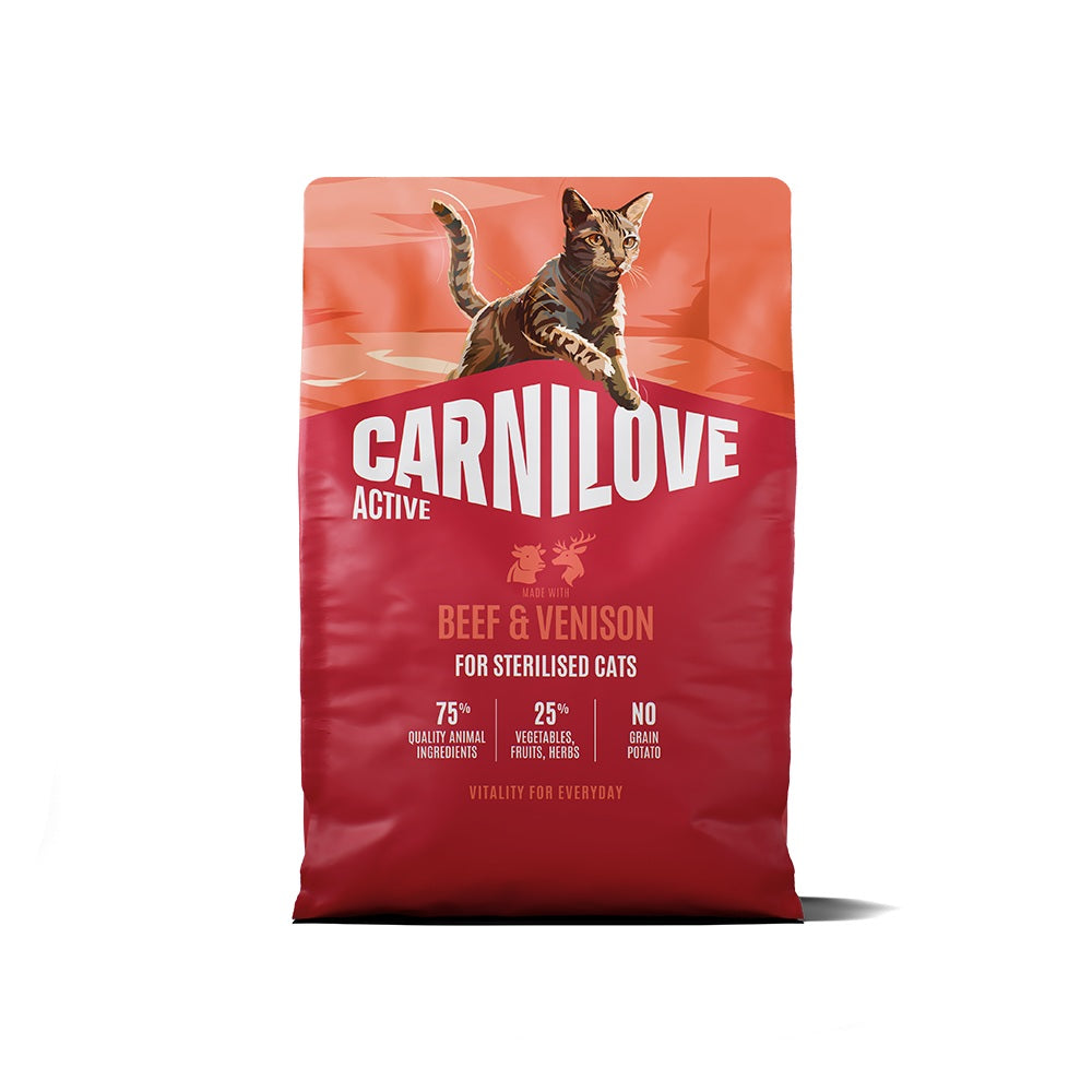 CARNILOVE Active Beef & Venison for Sterilised Adult All Breeds Dry Cat Food 2kg