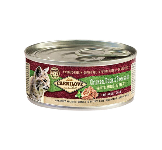 CARNILOVE Chicken, Duck & Pheasant for Adult Cats (Wet Food Cans) - 100g