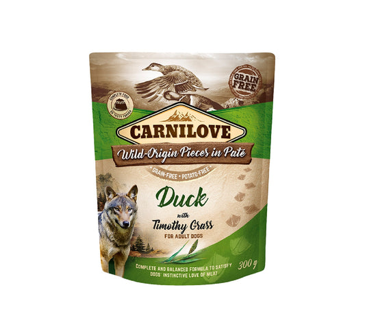 CARNILOVE Duck with Timothy Grass for Adult Dogs (Wet Food Pouches) 300g