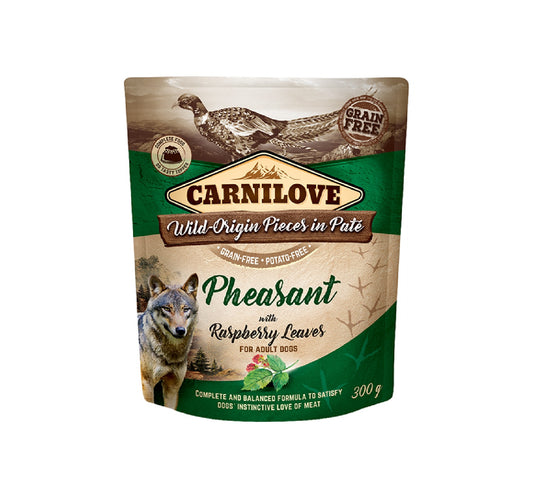 CARNILOVE Pheasant with Raspberry Leaves for Adult Dogs (Wet Food Pouches) 300g
