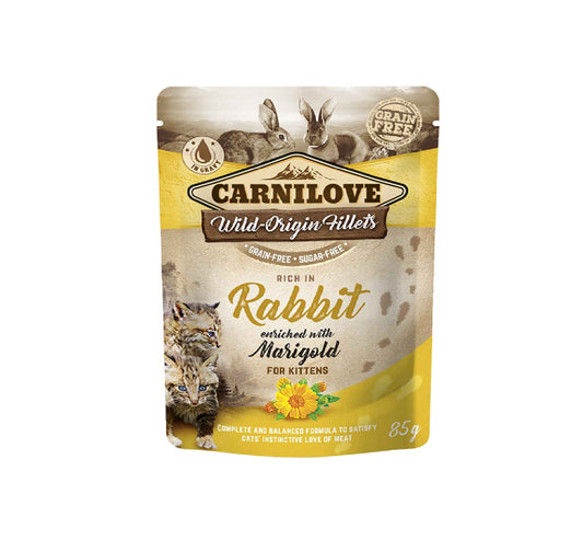 CARNILOVE Rabbit enriched with Marigold for Kittens (Wet Food Pouches) - 85g