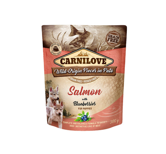 CARNILOVE Salmon with Blueberries for Puppies (Wet Food Pouches) - 300g