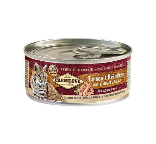 CARNILOVE Turkey & Reindeer for Adult Cats (Wet Food Cans) - 100g