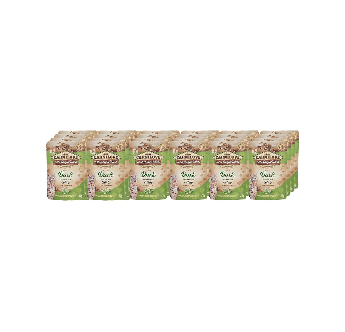 CARNILOVE Duck enriched with Catnip for Adult Cats (Wet Food Pouches) - 85g x 24