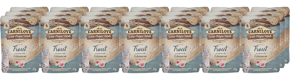 CARNILOVE Trout enriched with Echinacea for Adult Cats (Wet Food Pouches) - 85g x 24pcs