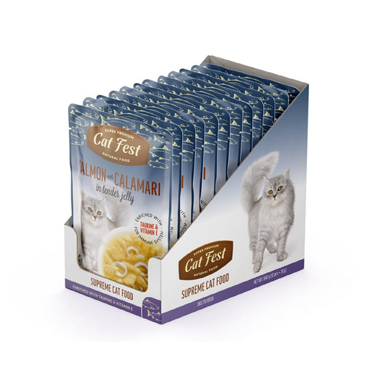 CAT FEST Salmon With Calamari In Tender Jelly For Cats - 70g x 12pcs