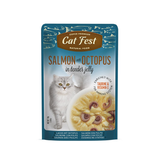 CAT FEST Salmon With Octopus In Tender Jelly For Cats - 70g