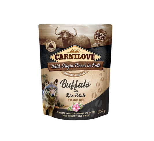 CARNILOVE Buffalo with Rose Petals for Adult Dogs (Wet Food Pouches) 300g