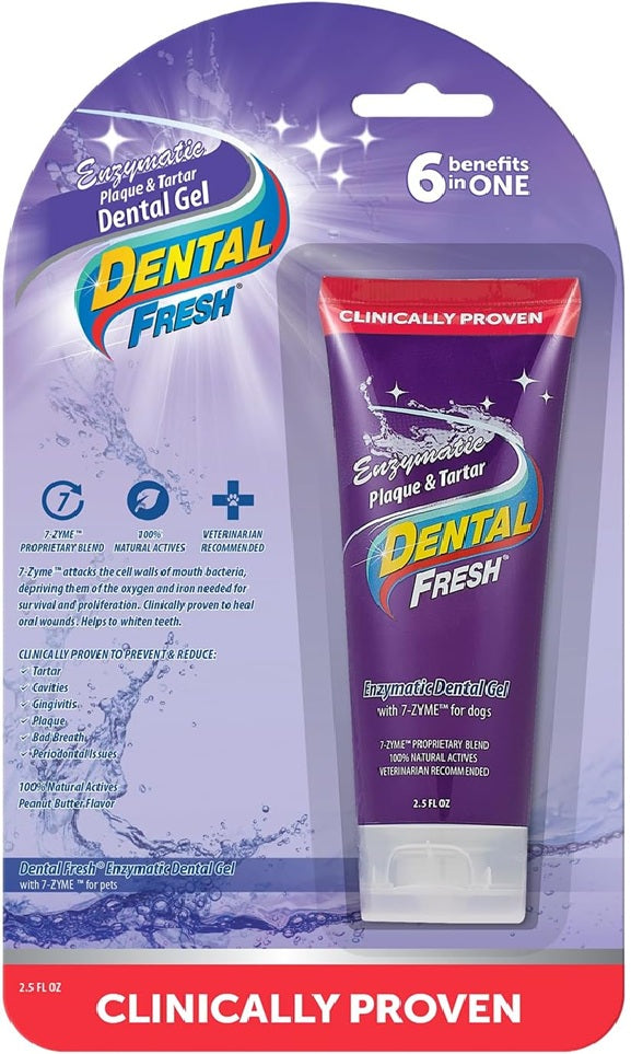 DENTAL FRESH Enzymatic Gel for Dogs, Dog Toothpaste – Effectively Cleans Teeth – Eliminates Bad Breath and Reduces Dog Plague and Tartar