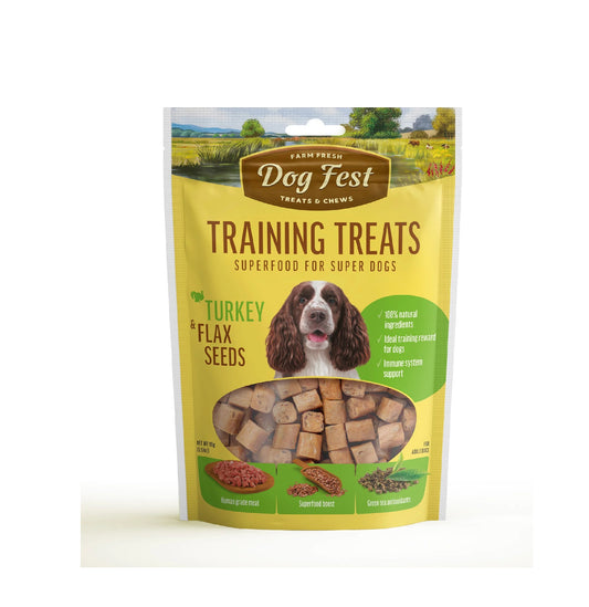 DOG FEST Training Treats - Turkey and Flax Seeds - 90grams