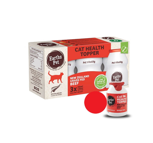 EARTHZ PET New Zealand Beef Health Topper for Cats - 3 x 30mL