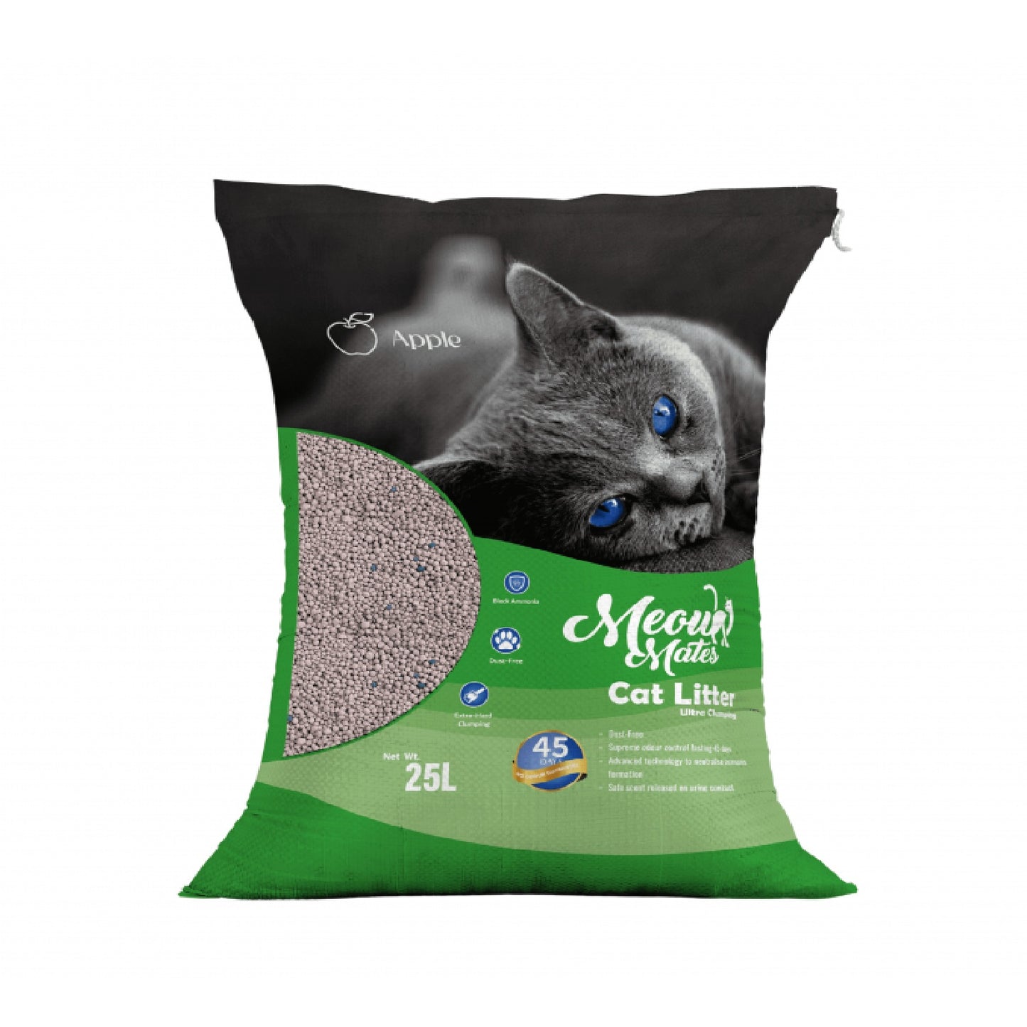 MEOW MATES Bentonite Cat Litter - Apple Scent 25L (20kg)
