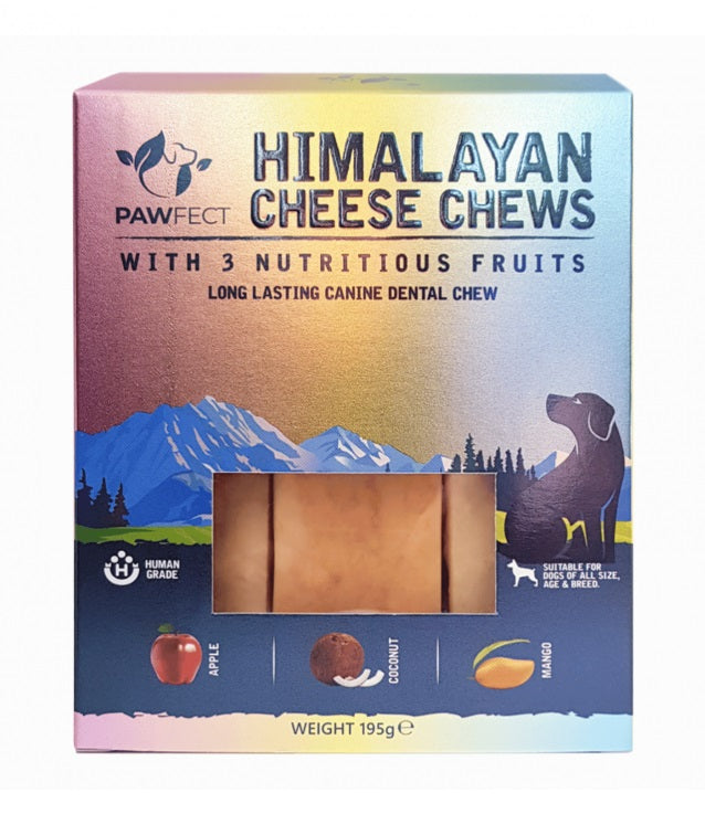 PAWFECT Himalayan Cheese Chew Bar With 3 Nutritious Fruits 195g (3x 65g)