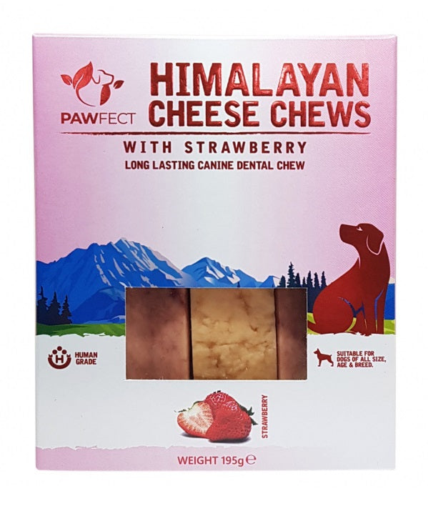 PAWFECT Himalayan Cheese Chew Bar With Strawberry 195g (3x 65g)