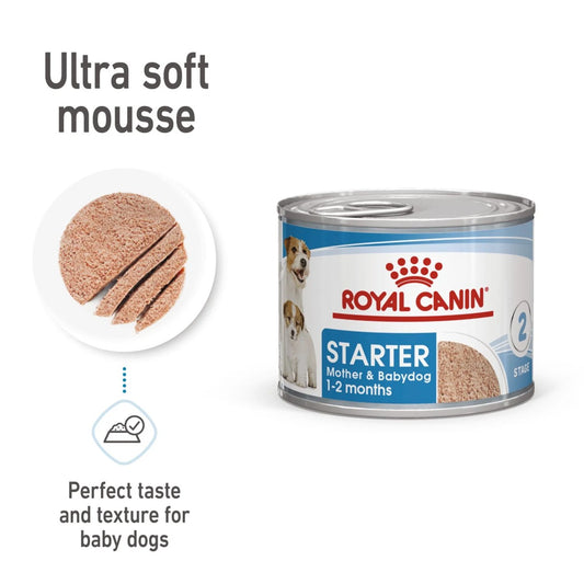 ROYAL CANIN Canine Health Nutrition Starter Mousse (Wet Food - Cans) 12 x 195 g